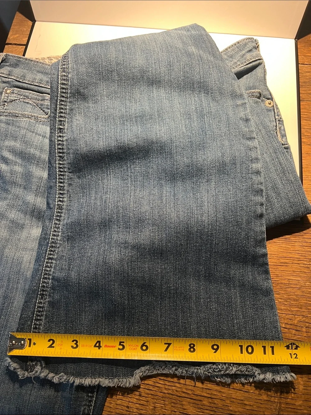 Ariat Dark Blue High Ruse Flare Jeans with Raw Hem 12” Flare Button Fly - Picture 15 of 16